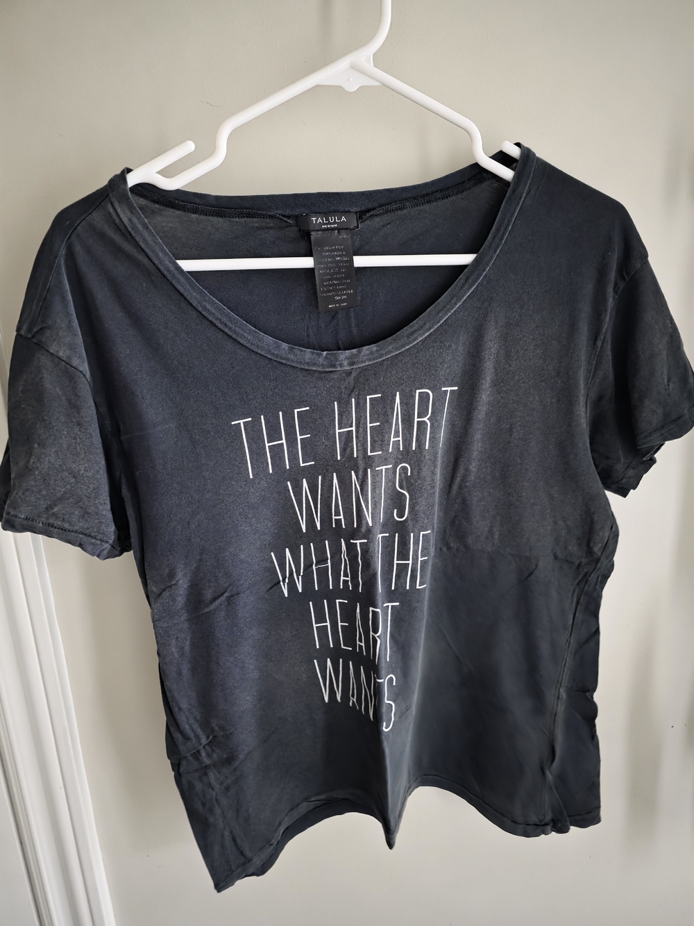Talula Black Short-Sleeve Graphic Tee with White Text